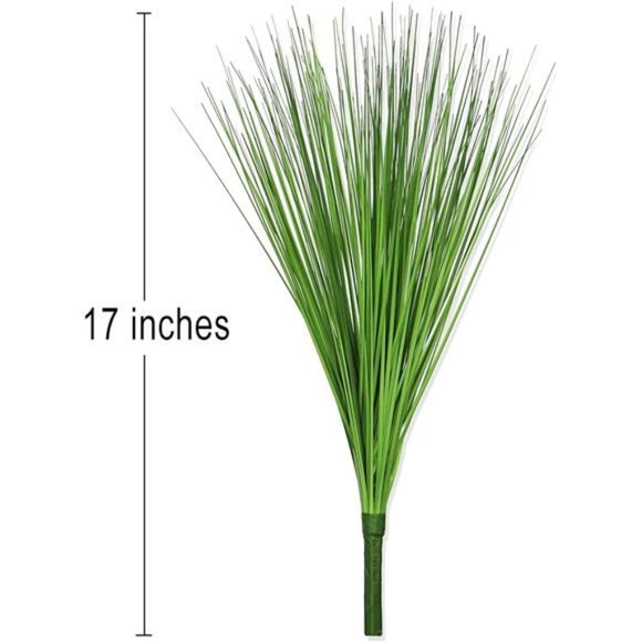 17" Artificial Onion Grass Bushes Plants Faux Shrubs Fake Wheat Grass  (4 Pcs) - Picture 2 of 5
